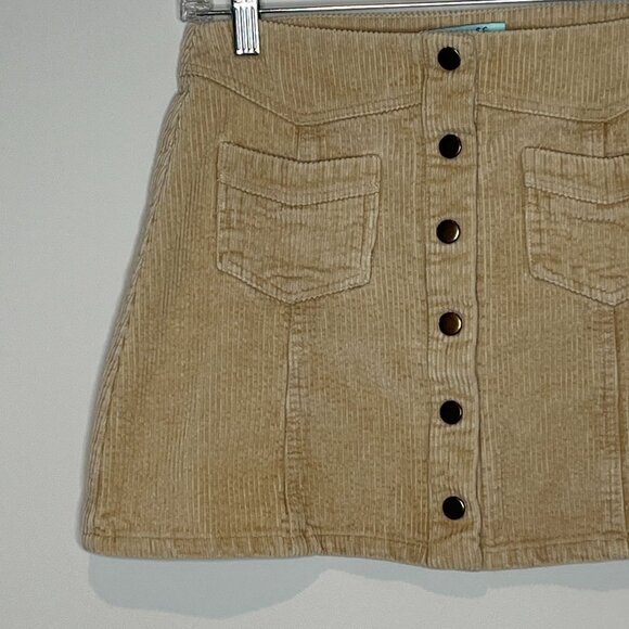 She and Sky Skirt Womens Corduroy Mini Flare Size Small Tan Brown Fall Casual - Picture 2 of 12